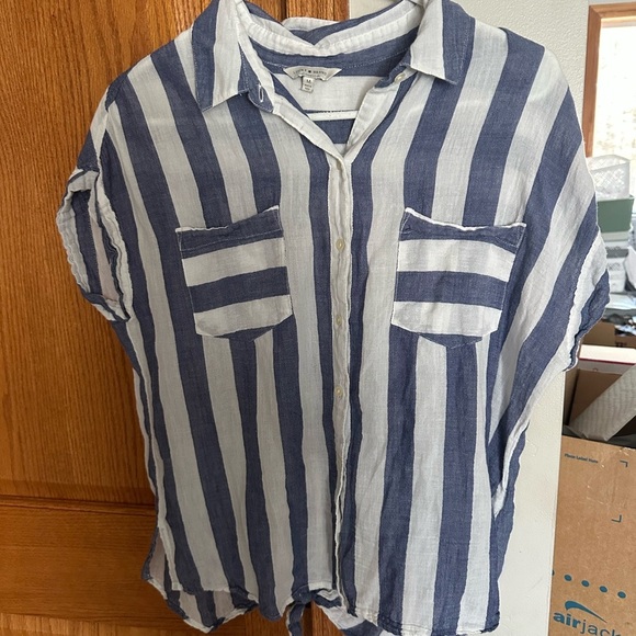 Lucky Brand Tops - Lucky Brand Navy and White Open Back Top